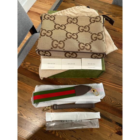 Gucci Monogram Jumbo GG Messenger Pouch Wristlet - Picture 1 of 16